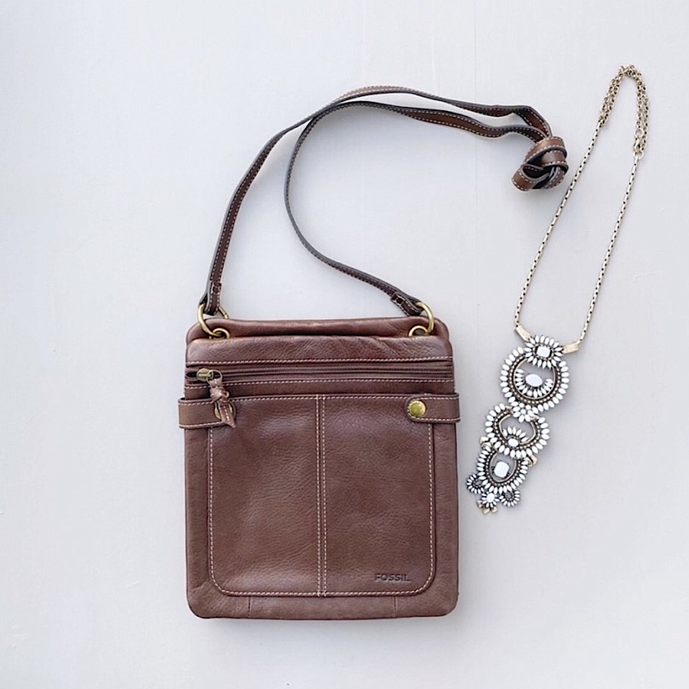 Fossil Brown Leather Crossbody Bag